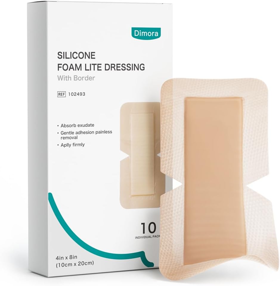 Dimora Silicone Foam Dressing 4inX8in for Post Surgery Care