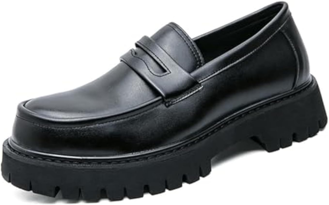 Men's Leather Platform Chunky Slip-On Loafers for Every Occasion