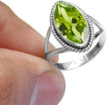 925 Sterling Silver Peridot Ring for Women - Boho Split Shank