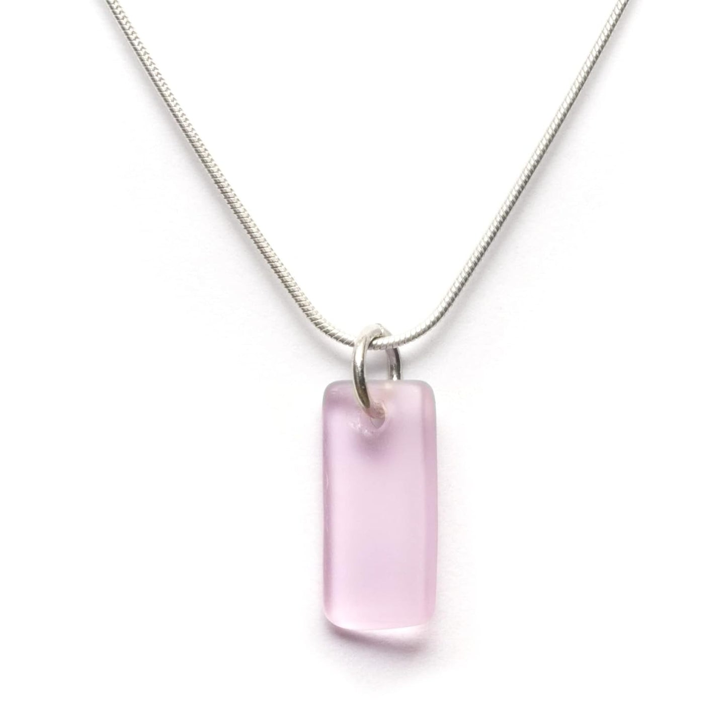 Sea Glass Murmur Pendant in Blush on 16in Snake Chain
