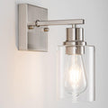 EMONG Brushed Nickel Bathroom Vanity Light - Clear Glass Wall Sconce