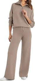 Glamaker Womens 2 Piece Outfits Sweatsuit Set - Cozy Half Zip Lounge