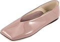 Womens Patent Leather Square Toe Ballet Flats - Foldable Comfort