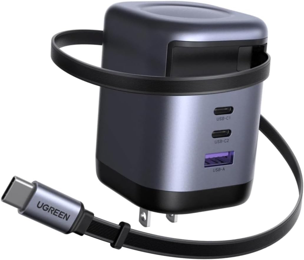 UGREEN Nexode 100W GaN USB C Charger with Retractable Cable