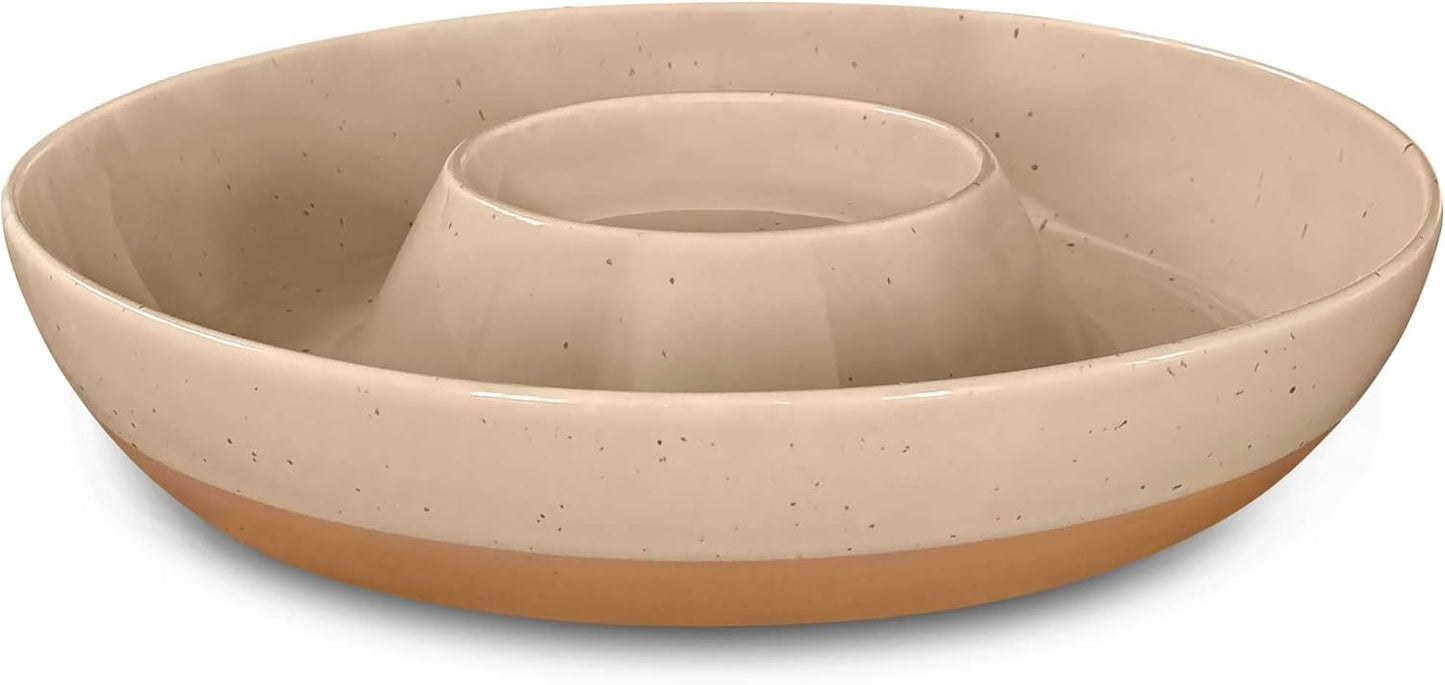 Mora Ceramic Chips and Dip Serving Tray for Modern Entertaining