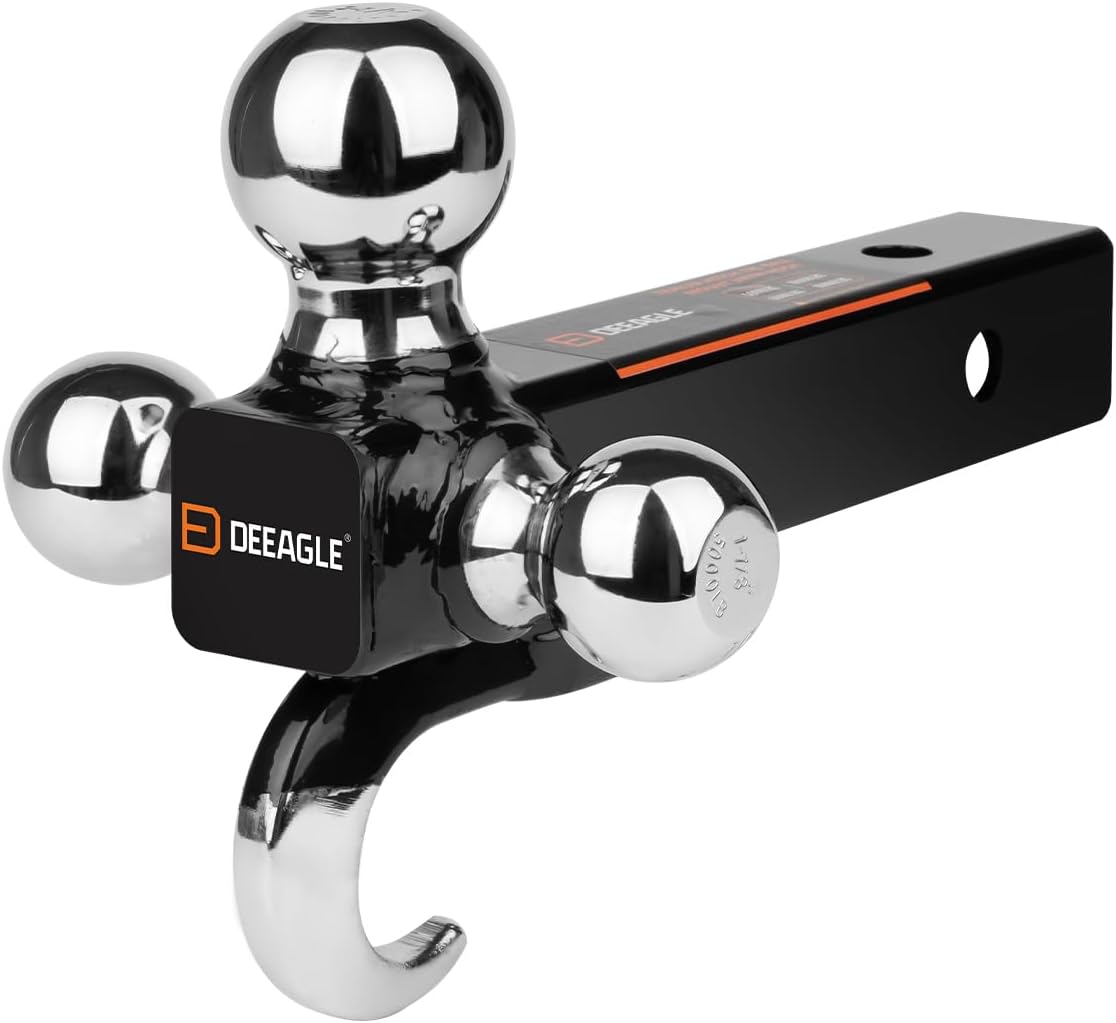 DEEAGLE Tri Ball Hitch with Hook for Heavy Duty Towing Needs