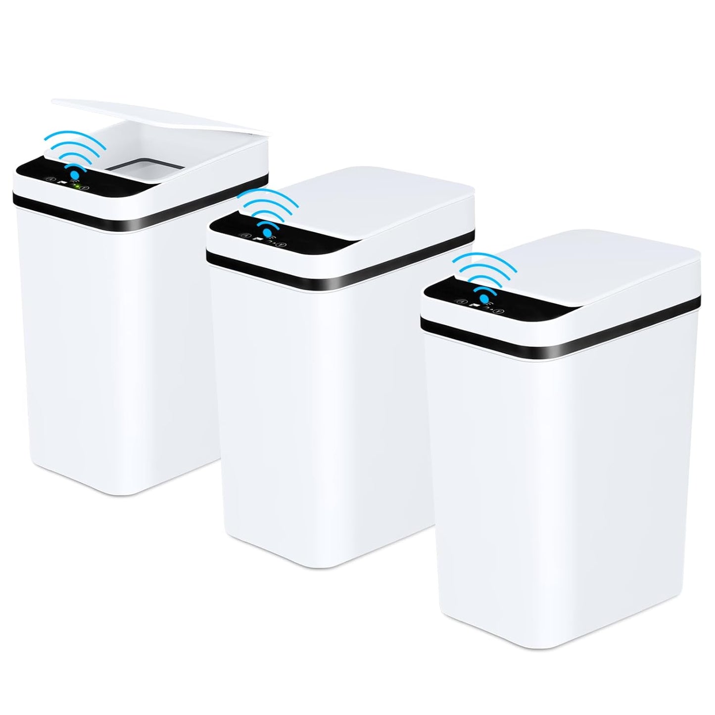 Bathroom Automatic Trash Can 3 Pack Touchless Slim Design