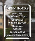Custom Business Hours Window Decal - Frame Design 14x18 - Clear