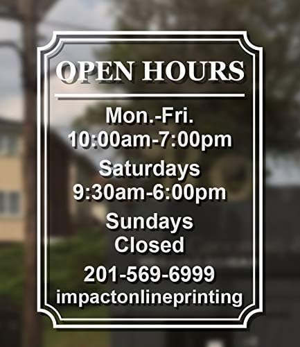 Custom Business Hours Window Decal for Easy Installation