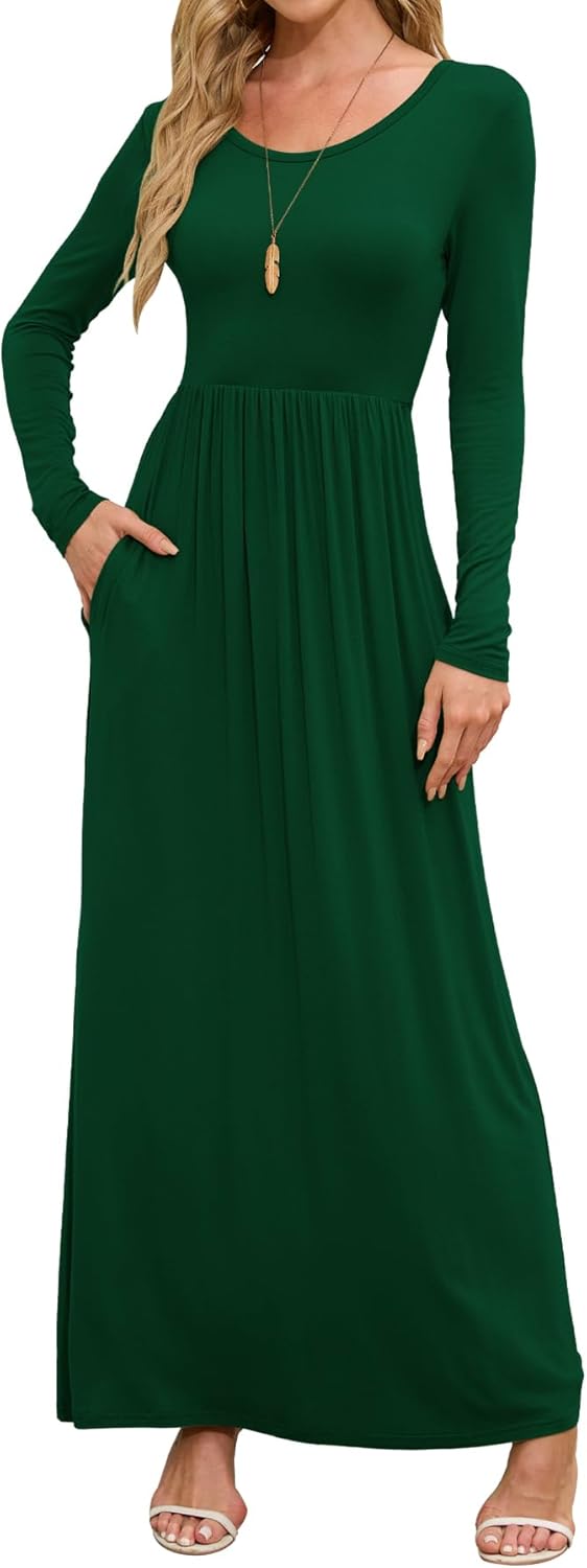 DEARCASE Women's Maxi Dress with Pockets for Casual Wear