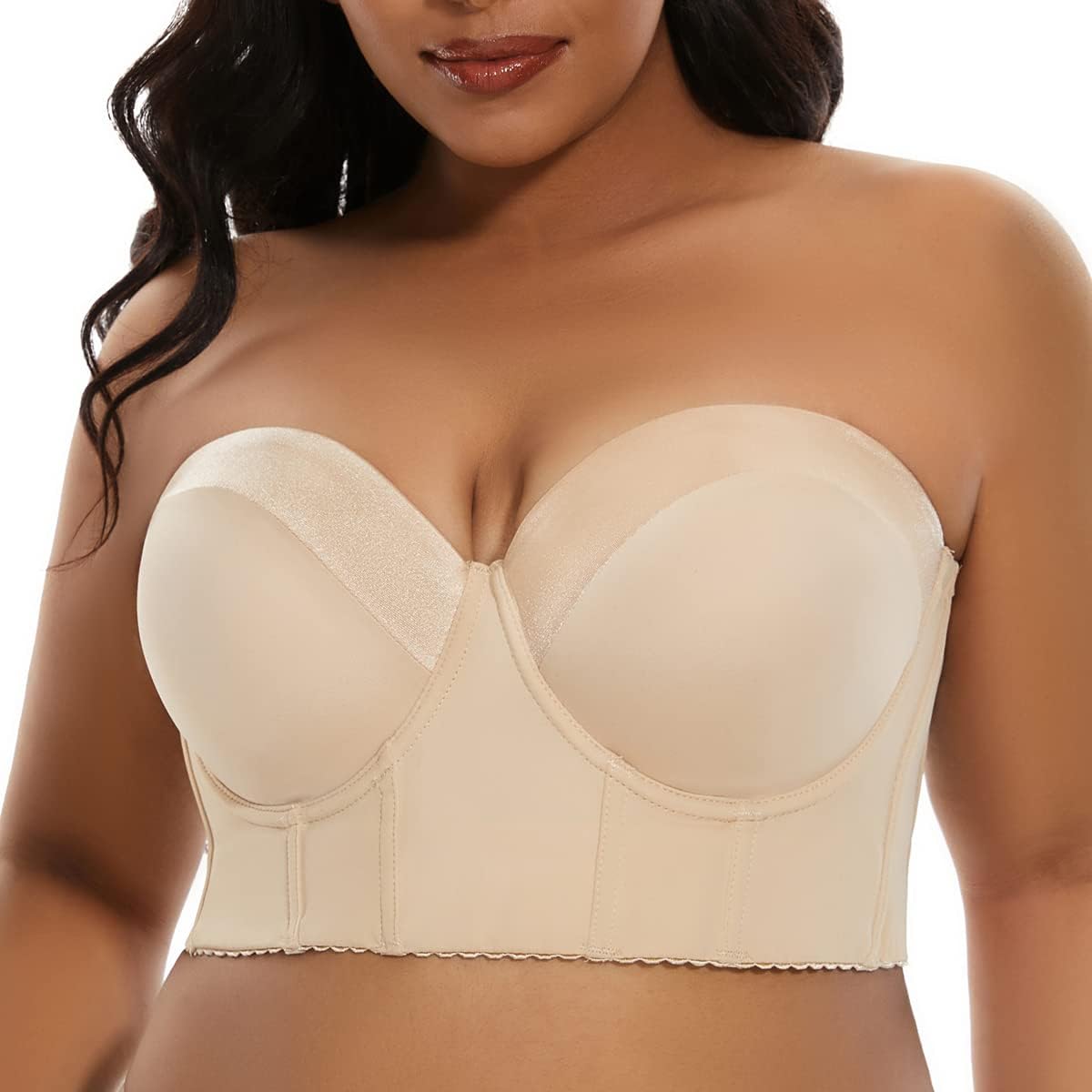 SEA BBOT Women Longline Strapless Bra for Full Coverage Support