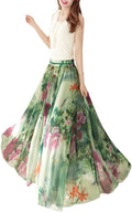 Afibi Women Full Length Chiffon Maxi Skirt - Flowing Beach Style