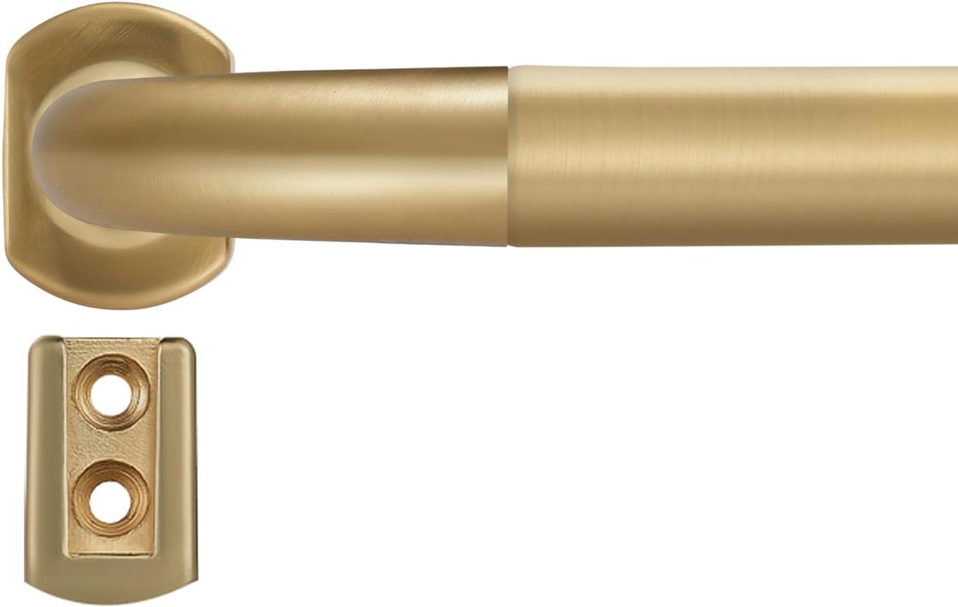 Adjustable Wrap Around Curtain Rod - Block Light, Warm Gold
