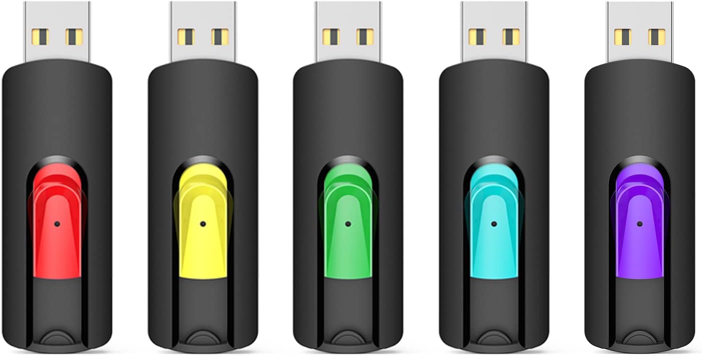 5-Pack Aiibe 128GB USB Flash Drives: Multi-Colored Storage Powerhouse!