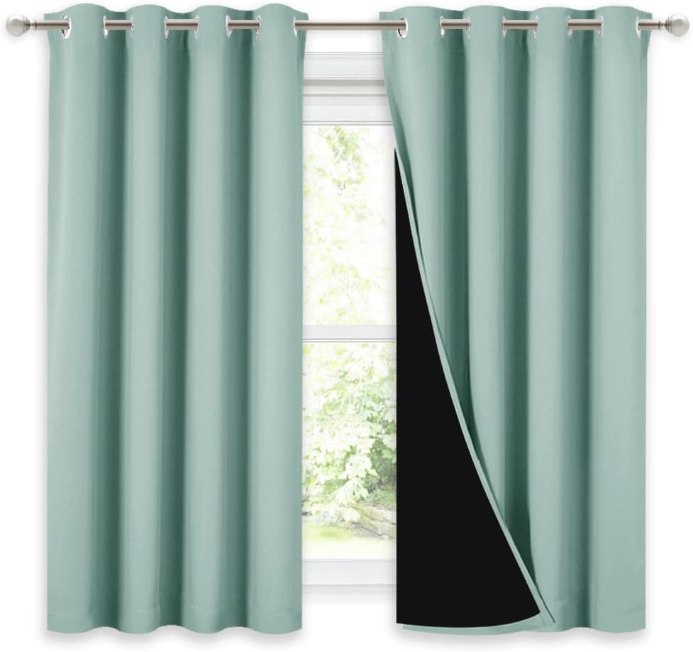 NICETOWN 100% Blackout Curtains for Small Windows, Aqua Blue