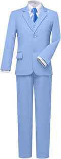 White Boys Slim Fit Suit Set - 5 Piece Dress Outfit for Youth