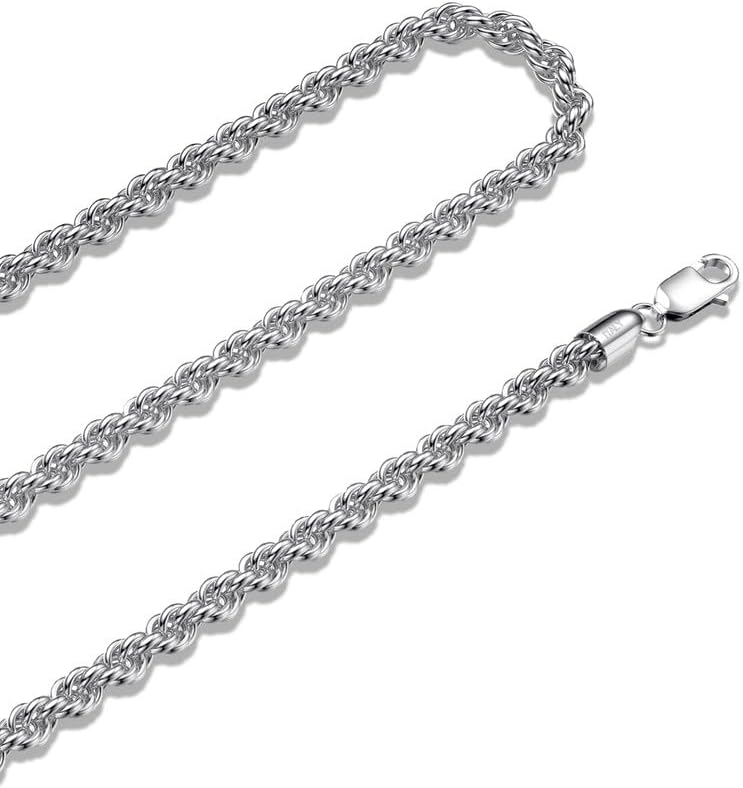 925 Sterling Silver Rope Chain with Lobster Clasp for All