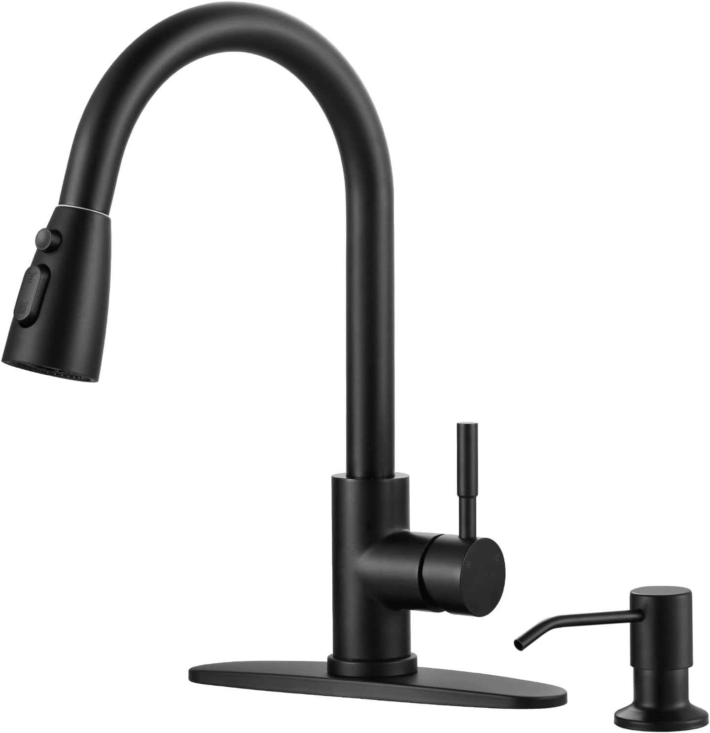 WOWOW Black Kitchen Faucet with Soap Dispenser for Modern Kitchens