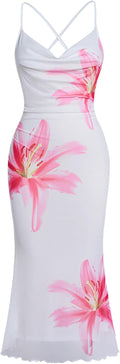 Floral Mesh Bodycon Cami Dress for Women - Perfect for Events