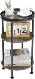 Small Round Side Table Grey for Small Spaces - 3-Tier Slim Accent