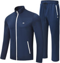 Mens Tracksuits Set Long Sleeve Full Zip Running Sports Sweatsuit - 2