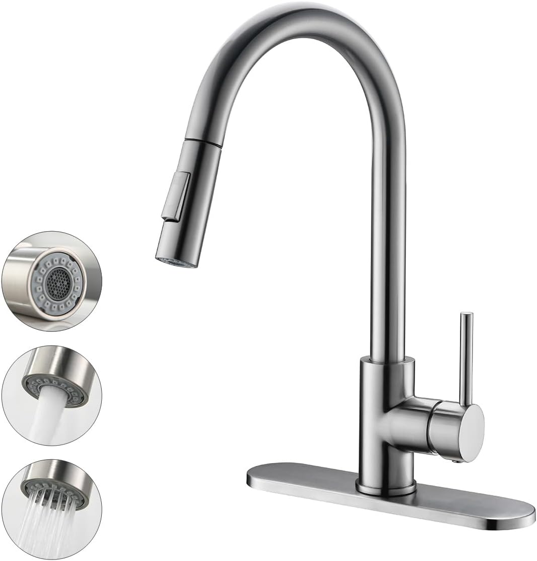 Havin Brushed Nickel Kitchen Faucet with Pull Down Sprayer