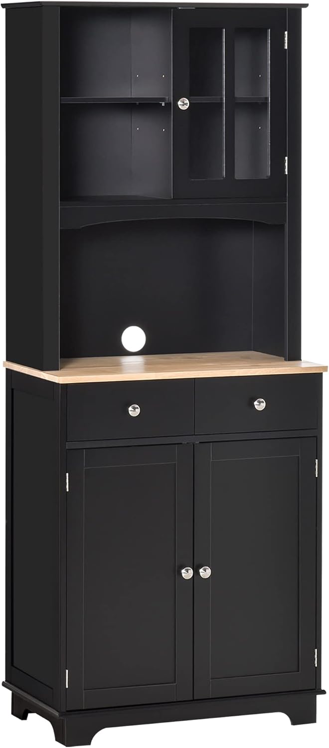 HOMCOM 67 Kitchen Buffet with Hutch, Microwave Stand & Storage