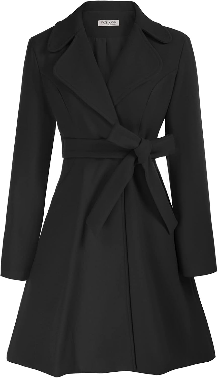 Kate Kasin Women A Line Peacoat Dress Coat for Fall