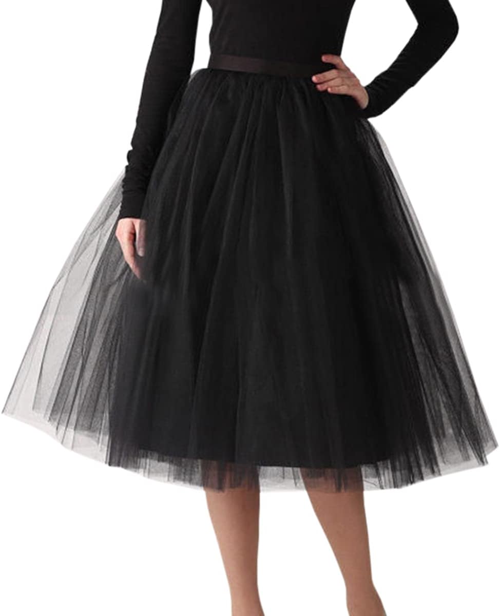 WDPL Adult A-line Tulle Skirt for Bridesmaid and Parties