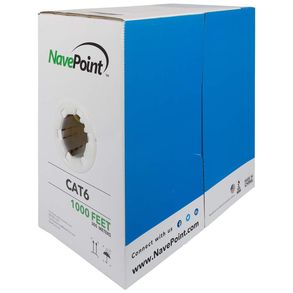NavePoint Cat6 Ethernet Cable 1000ft Yellow Solid Bulk 550MHz