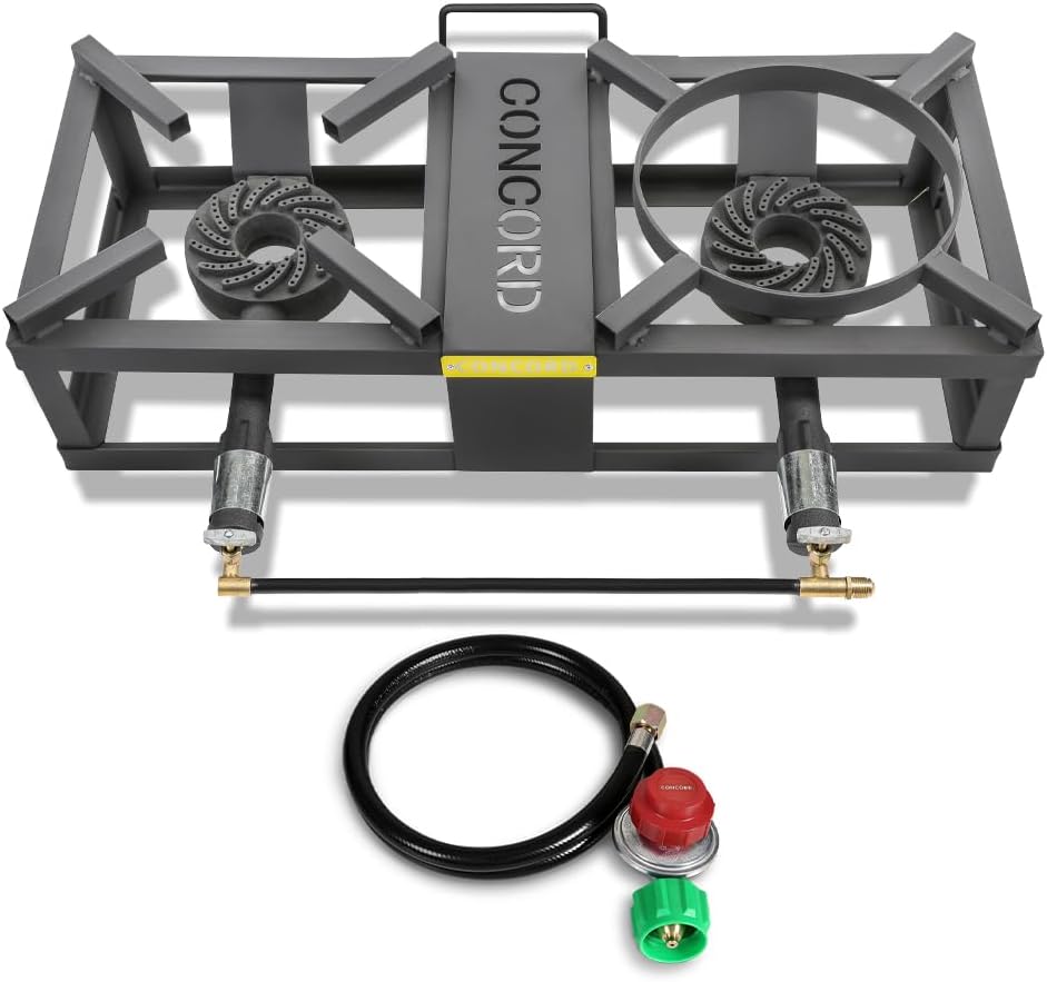Double Propane Outdoor Burner for Wok Cooking and More