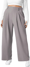 Womens Plus Size Wide Leg Dress Pants - Fleece Lined High Waist