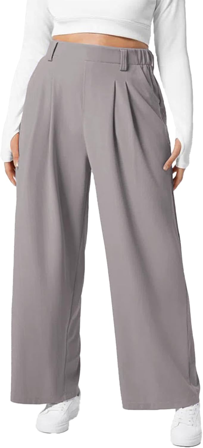 Eytino Womens Plus Size Wide Leg Dress Pants for Comfort