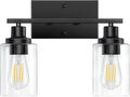 Bathroom Light Fixtures Black 2-Light Vanity Lights - Modern Clear