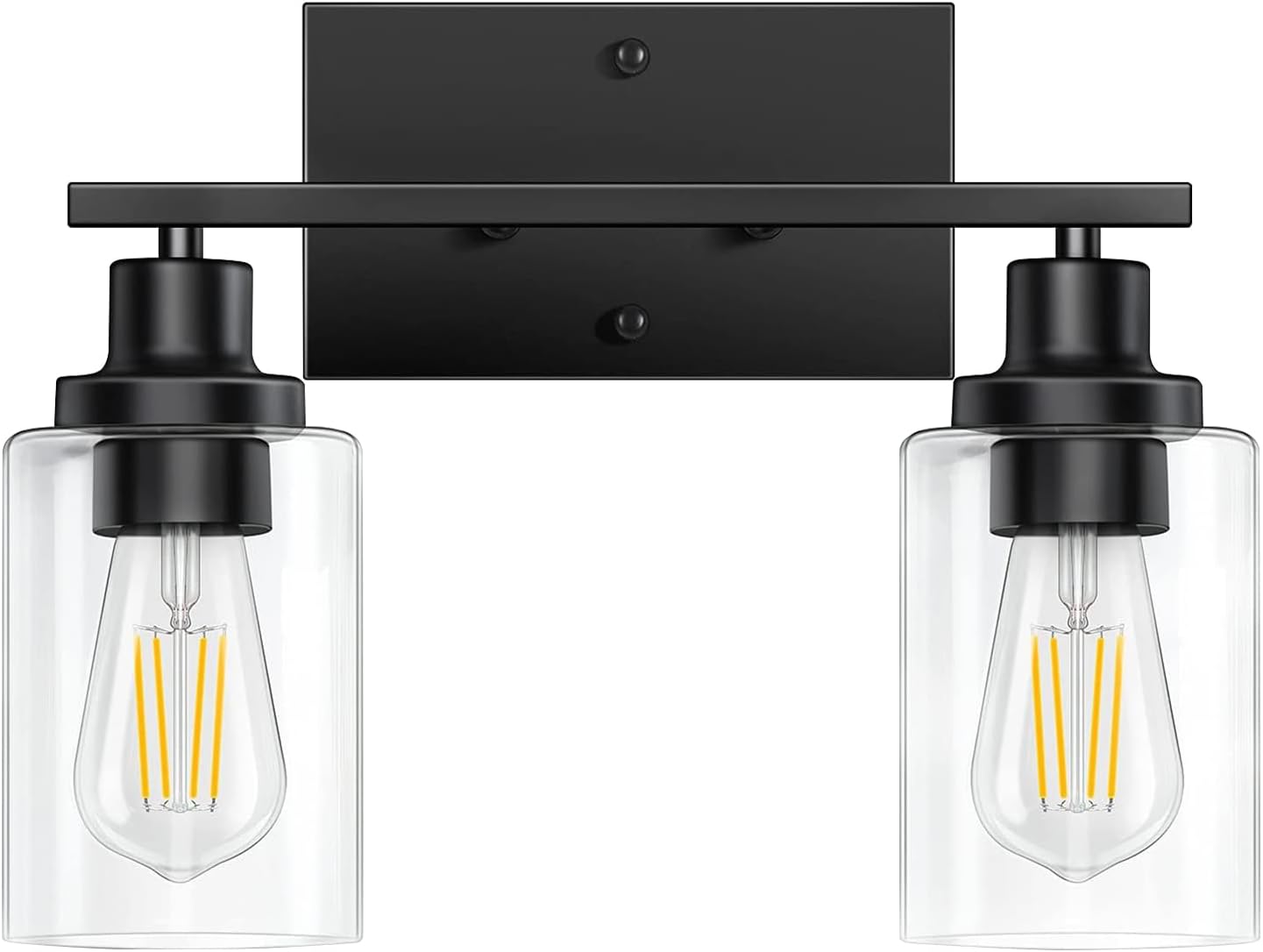 Modern 2-Light Bathroom Vanity Lights with Clear Glass Shade