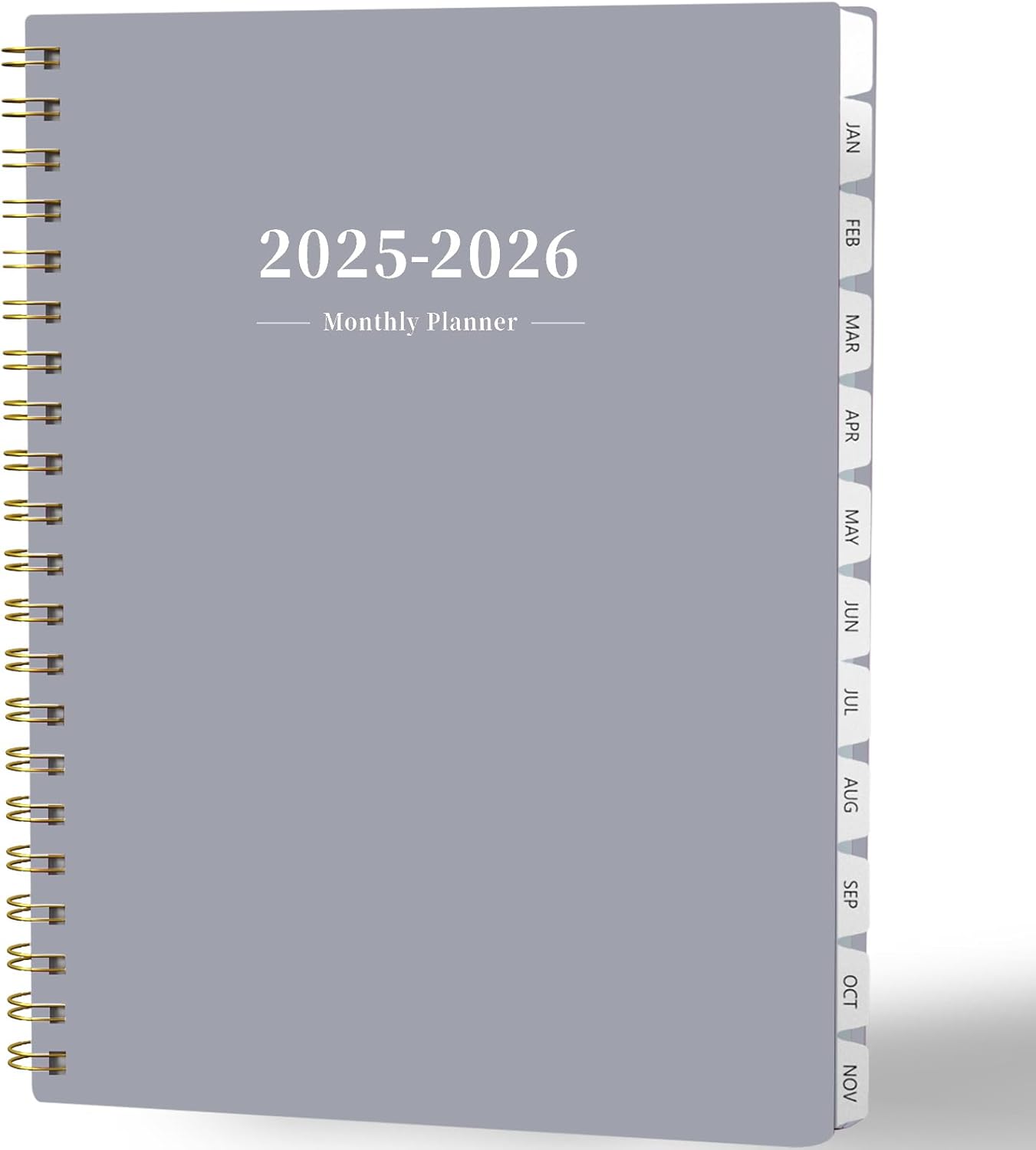 Ymumuda 2025 Planner - Large Spiral Bound Monthly Schedule for School & Office - Grey