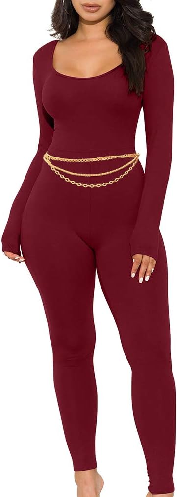 GOKATOSAU Women's Sexy Long Sleeve Bodycon Rompers for Clubs