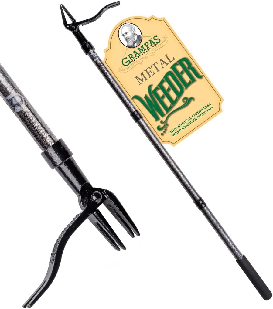 Grampa's Metal Weeder Tool - Stand Up Weed Puller for Easy Weeding