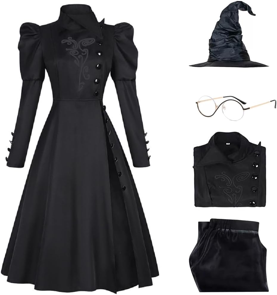 Elphaba Costume Black Dress for Women Halloween Wizard Suit