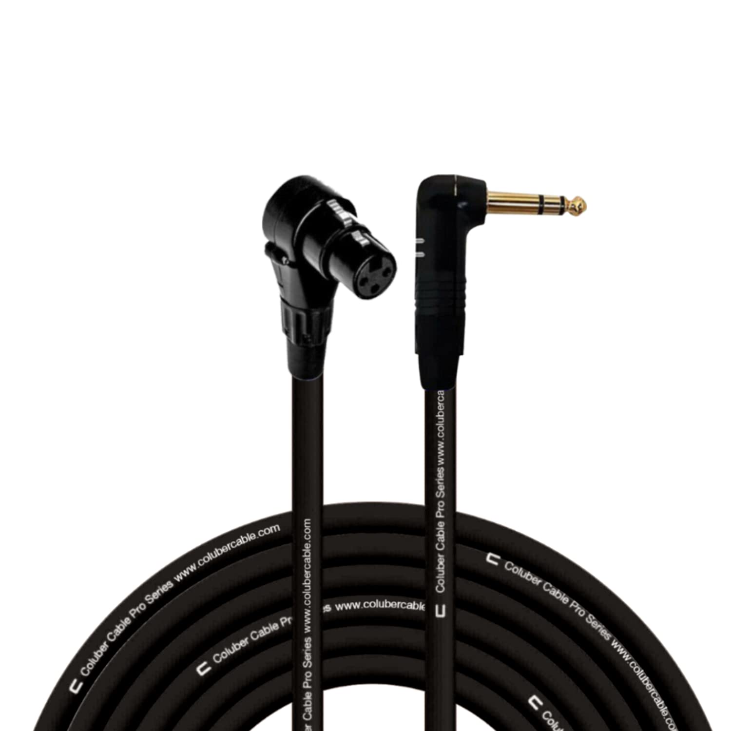 Right Angle XLR Female to 1/4 TRS Cable - 50 Feet Black