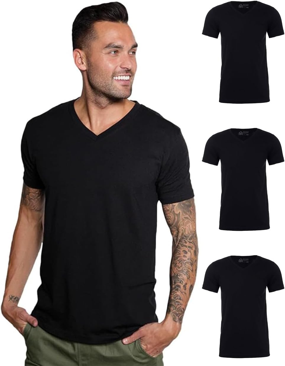 INTO THE AM Premium V Neck T Shirts for Men - Perfect Fit