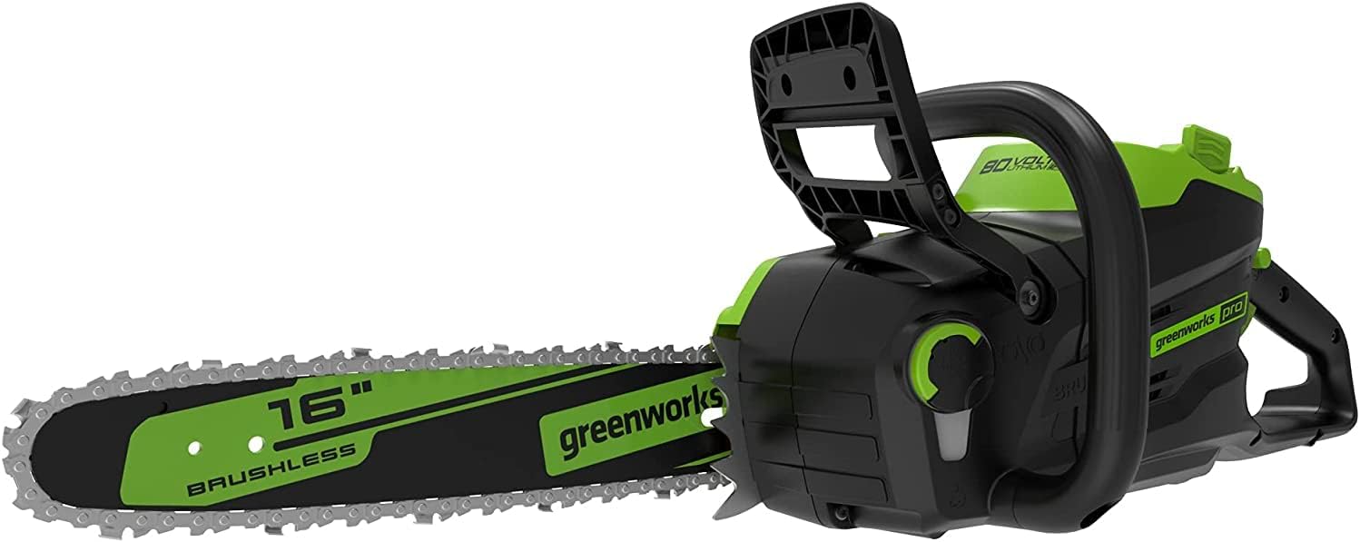 Greenworks 80V 16 in Brushless Cordless Chainsaw for Pruning
