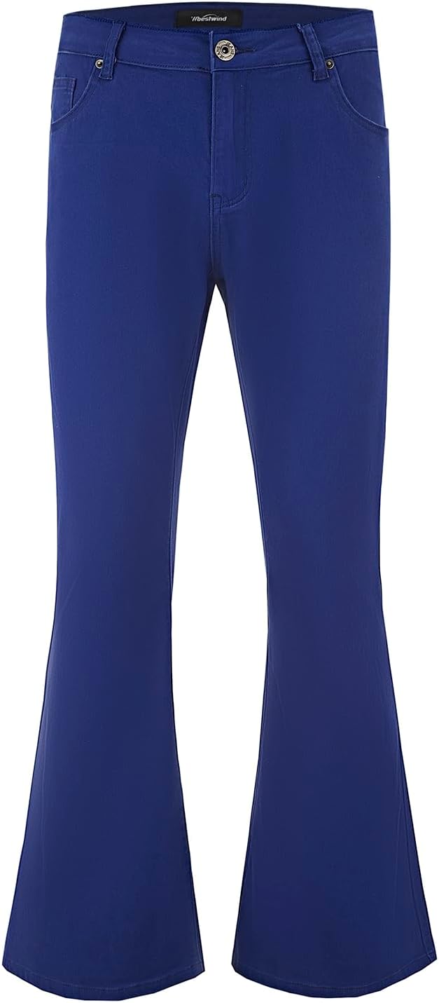 Wbestwind Men's Relaxed Stretch Vintage Bell Bottom Pants for Disco