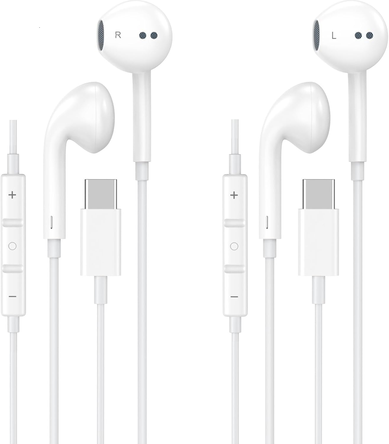 High-Quality 2-Pack USB-C Earbuds for iPhone & More
