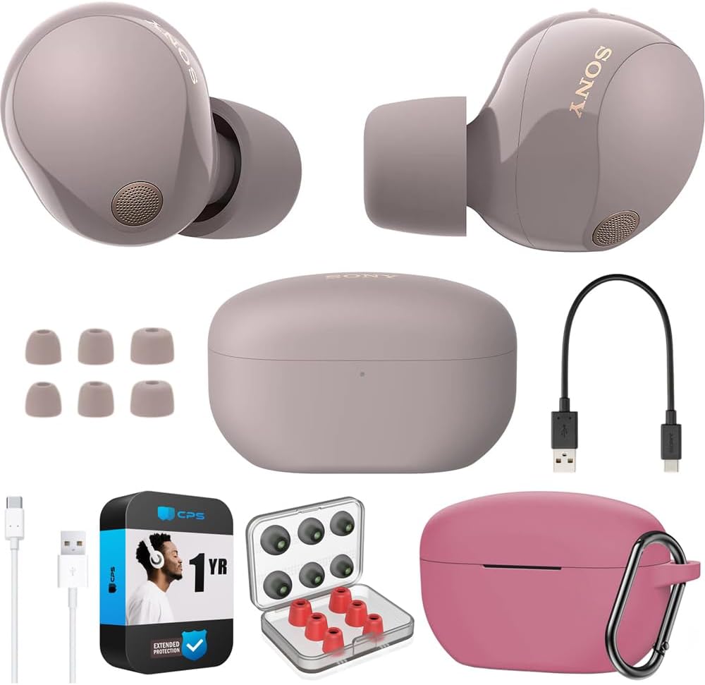 Sony WF-1000XM5 Smoky Pink Bundle: Enhanced Noise Canceling