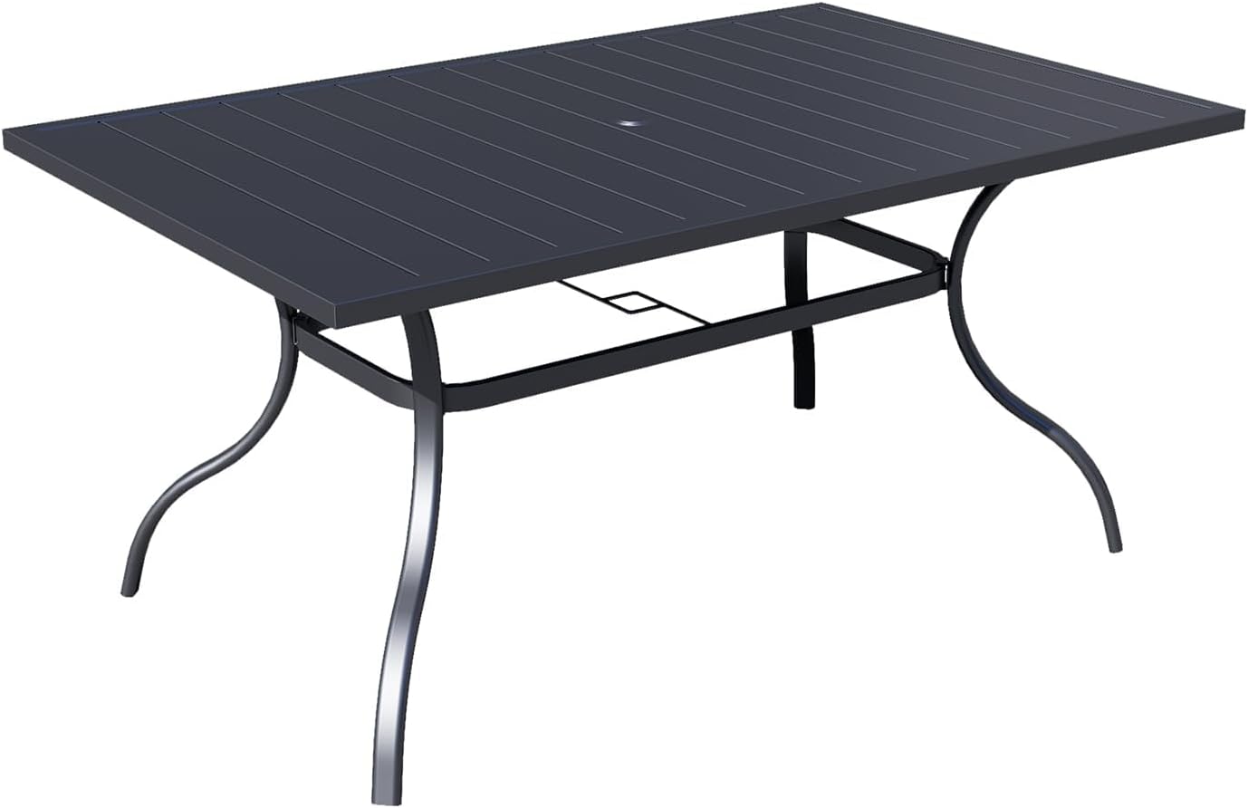 Outdoor Rectangle Dining Table for 6 with Umbrella Hole