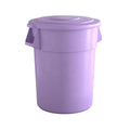 55 Gallon Purple Round Commercial Trash Can with Lid - Durable