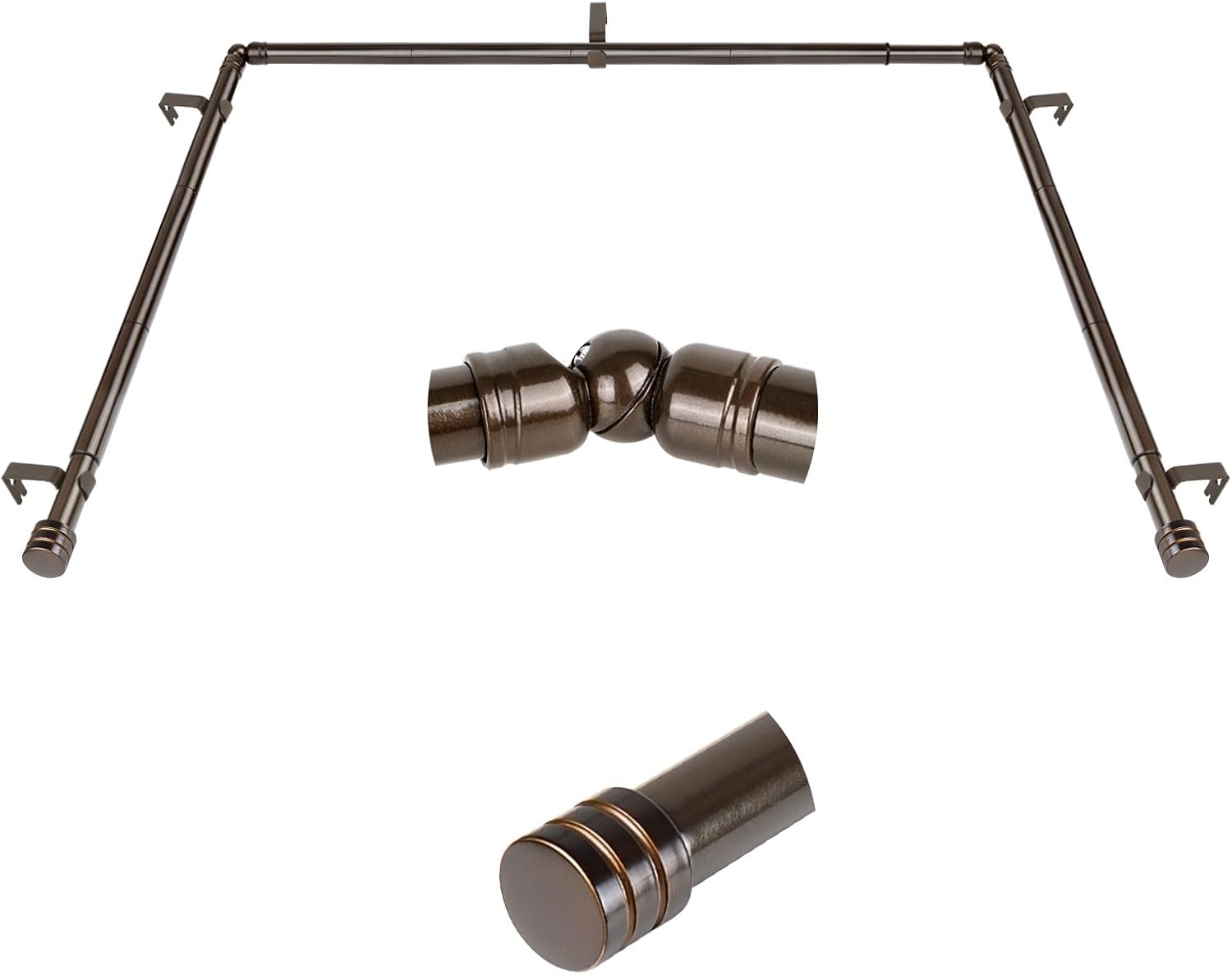 HOTOZON Bay Window Curtain Rods - Heavy Duty & Stylish