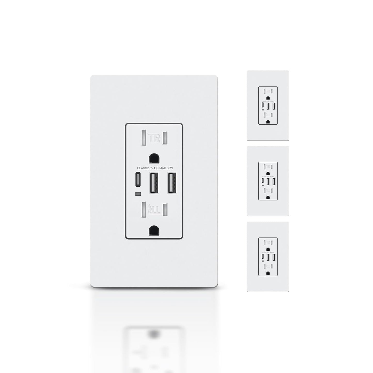 USB Wall Outlets with 3 Ports for Fast Charging and Safety