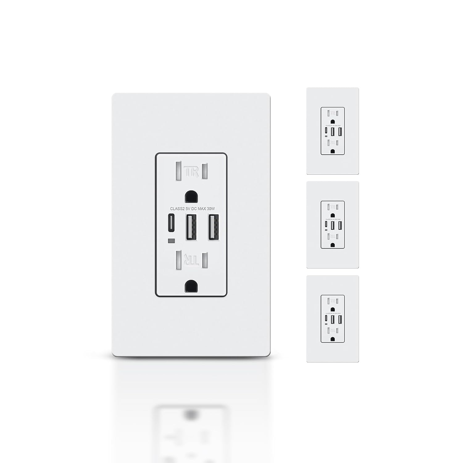 USB Wall Outlets with 3 Ports for Fast Charging and Safety